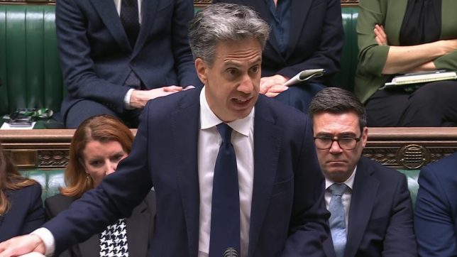 Screen grab of Foreign Secretary Ed Miliband making a statement on Israel-Palestine in the House of Commons, central London. Picture date: Tuesday September 8, 2026. PA Photo. Photo credit should read: House of Commons/UK Parliament/PA Wire