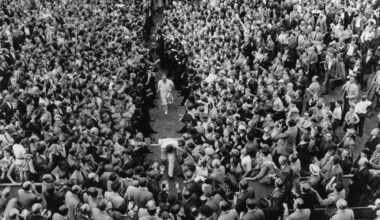Denis Compton and Bill Edrich keep to the straight and narrow after completing an Ashes-clinching win