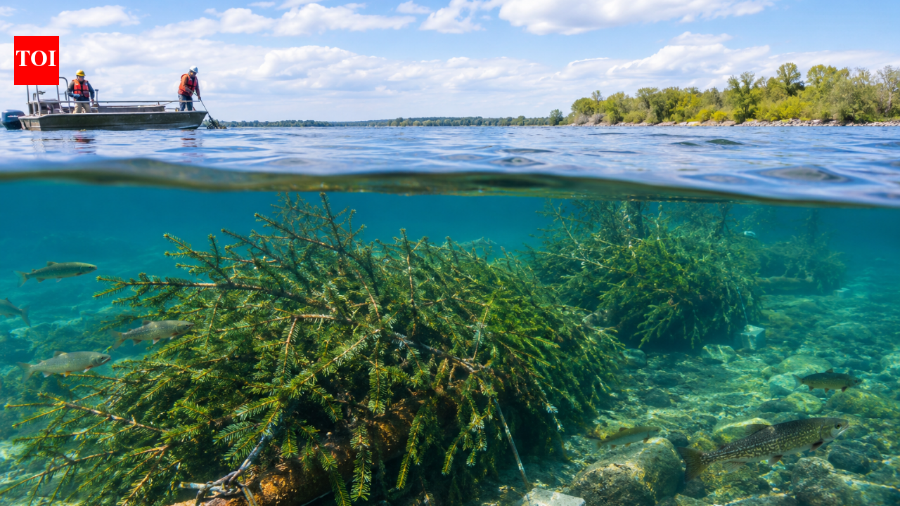 After over 75% of Niagara River coastal wetlands were lost, Canada anchored recycled Christmas trees into the riverbed; restoration has now created 1.64 km of fish habitat