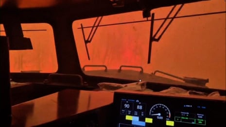 Train crew in Canada 'encased' by intense flames amid wildfires - video