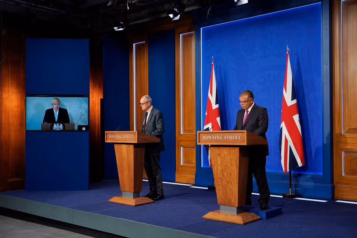 JVT appearing alongside Sir Patrick Vallance