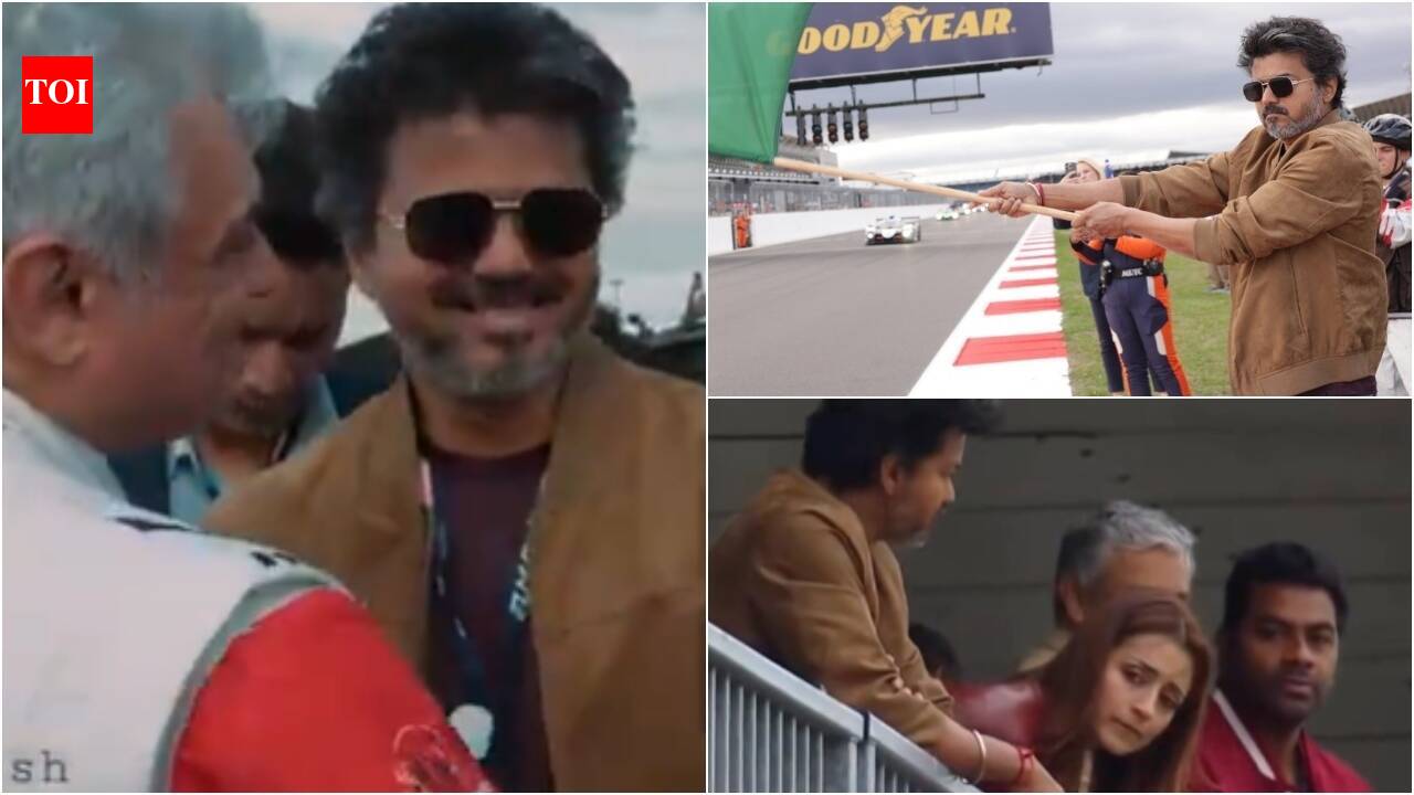 Tamil Nadu CM Vijay flags off Le Mans race at Silverstone; Trisha Krishnan spotted; Ajith Kumar's team finishes 38th - VIDEO | Tamil Movie News