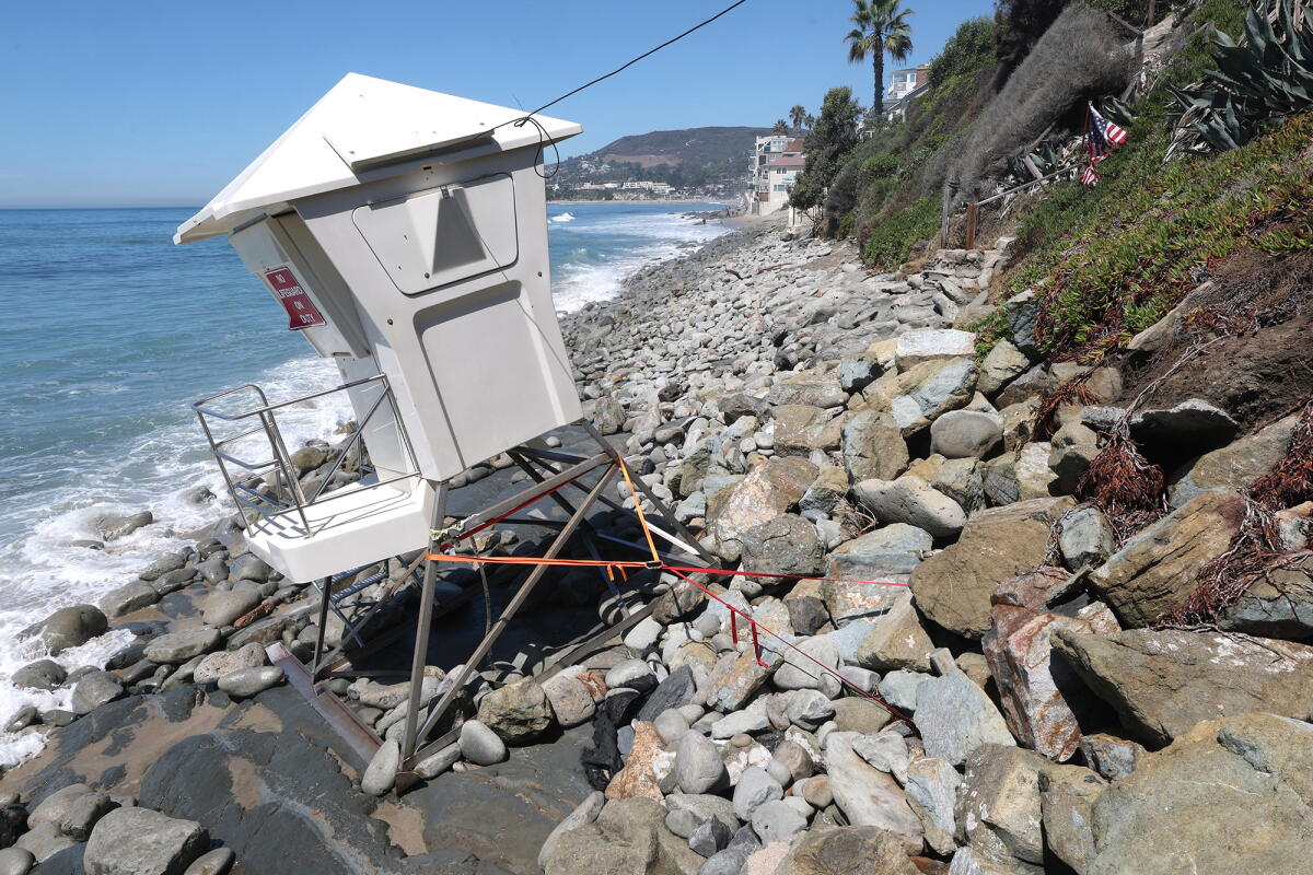 Lifeguard station tied to shore