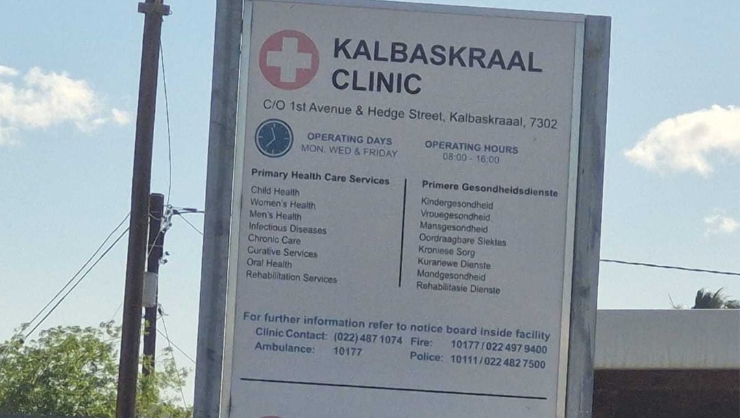 The Kalbaskraal satellite clinic, where five alleged gang members entered the clinic to search for a gang rival, forcing staff and patients to evacuate.