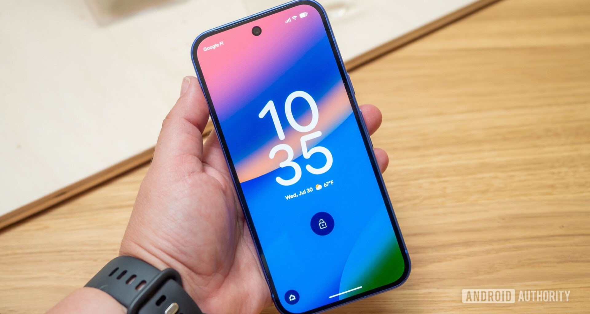google pixel 10 in hand display lockscreen