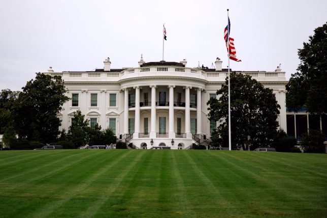 WASHINGTON, DC - SEPTEMBER 20: The White House is seen from the South Lawn on September 20, 2026 in Washington, DC. The Supreme Court let construction resume on the ballroom on August 31 in a 5-4 ruling. The Trump administration has also built a new heli-pad on White House grounds and is moving forward with plans for a 