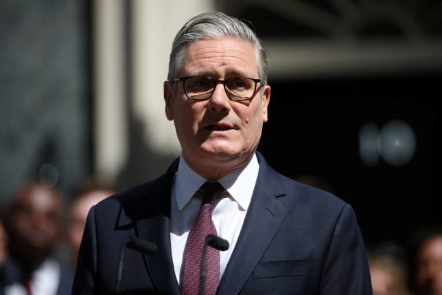 British Prime Minister Keir Starmer delivers a statement outside 10 Downing Street before resigning and transferring power to new Labour Party leader Andy Burnham, in London, Britain, July 20, 2026. REUTERS/Isabel Infantes