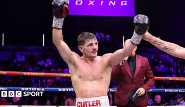 Lee Cutler celebrates after victory in his fight