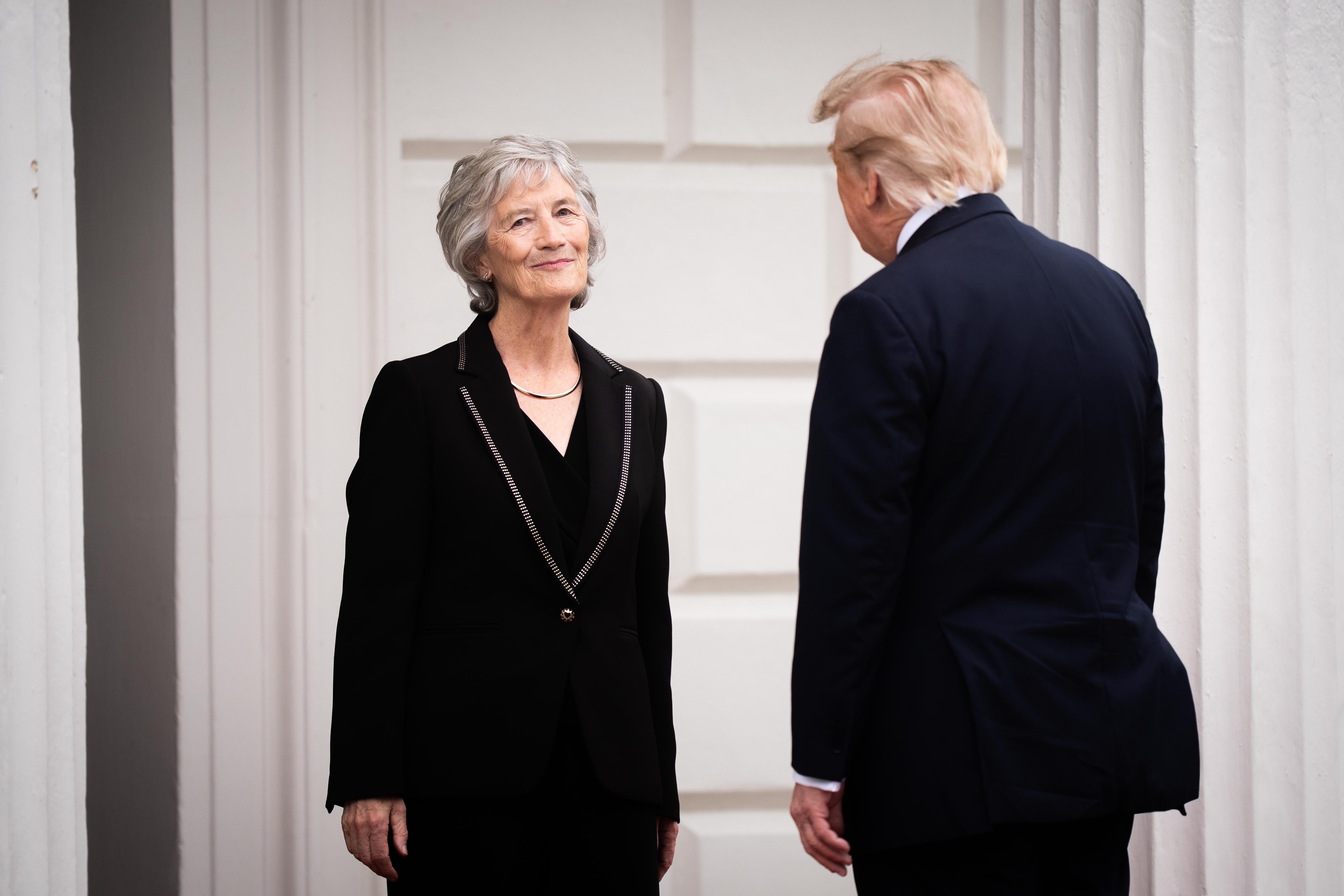 Irish President Catherine Connolly welcomes US President Donald Trump (James Manning/PA)