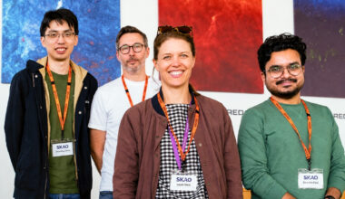 The team behind the detection; from left to right: Dr Zhaoting Chen (Researcher at University of Edinburgh, graduated with PhD from University of Manchester in 2024), Prof M&aacute;rio Santos (professor at University of Western Cape), Dr Laura Wolz (Reader at University of Manchester), Dr Sourabh Paul (project lead and researcher at University of Manchester and University of Western Cape).
