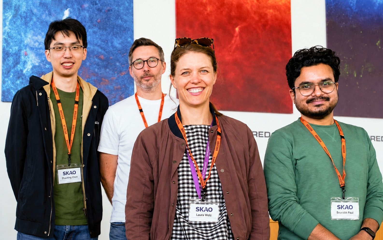 The team behind the detection; from left to right: Dr Zhaoting Chen (Researcher at University of Edinburgh, graduated with PhD from University of Manchester in 2024), Prof M&aacute;rio Santos (professor at University of Western Cape), Dr Laura Wolz (Reader at University of Manchester), Dr Sourabh Paul (project lead and researcher at University of Manchester and University of Western Cape).