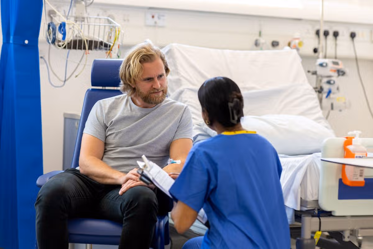 Person being treated in hospital