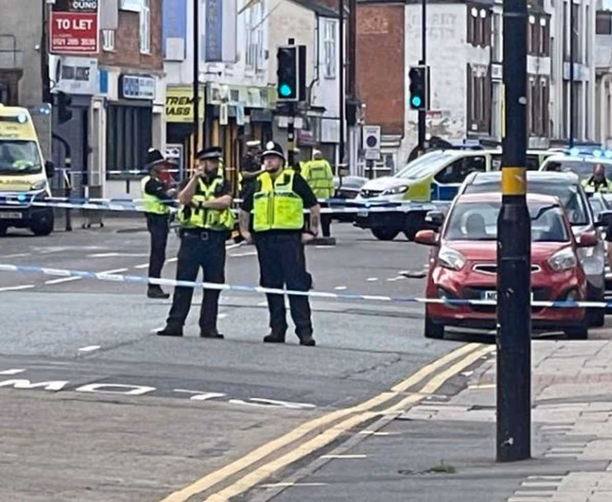 The crash scene was cordoned off by police on Great Hampton Street, in Hockley