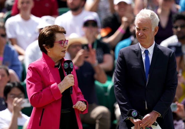John McEnroe, right, and Billie Jean King at Wimbledon