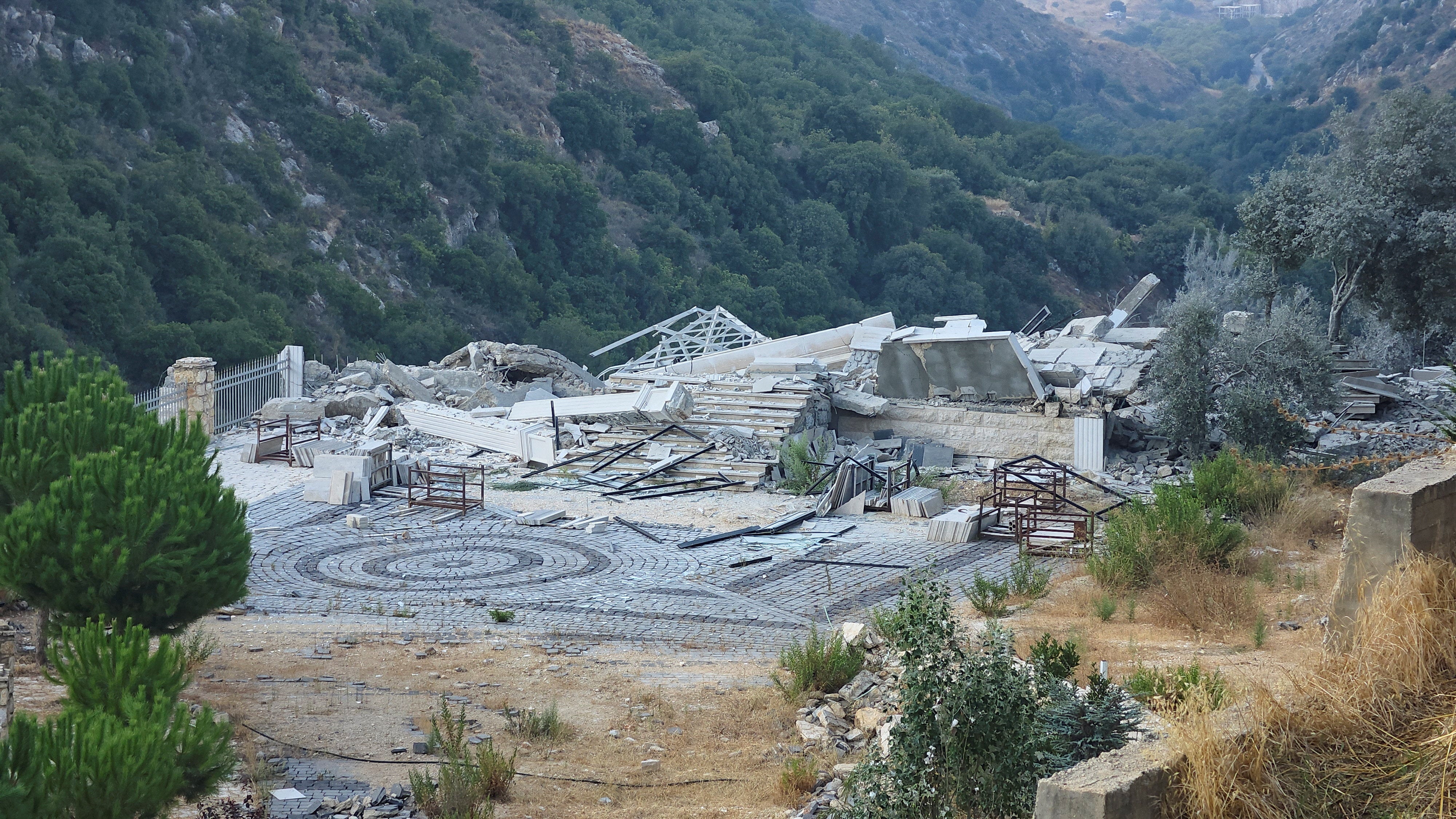 Damage at the site of an Israeli strike, in Arab Salim, Lebanon