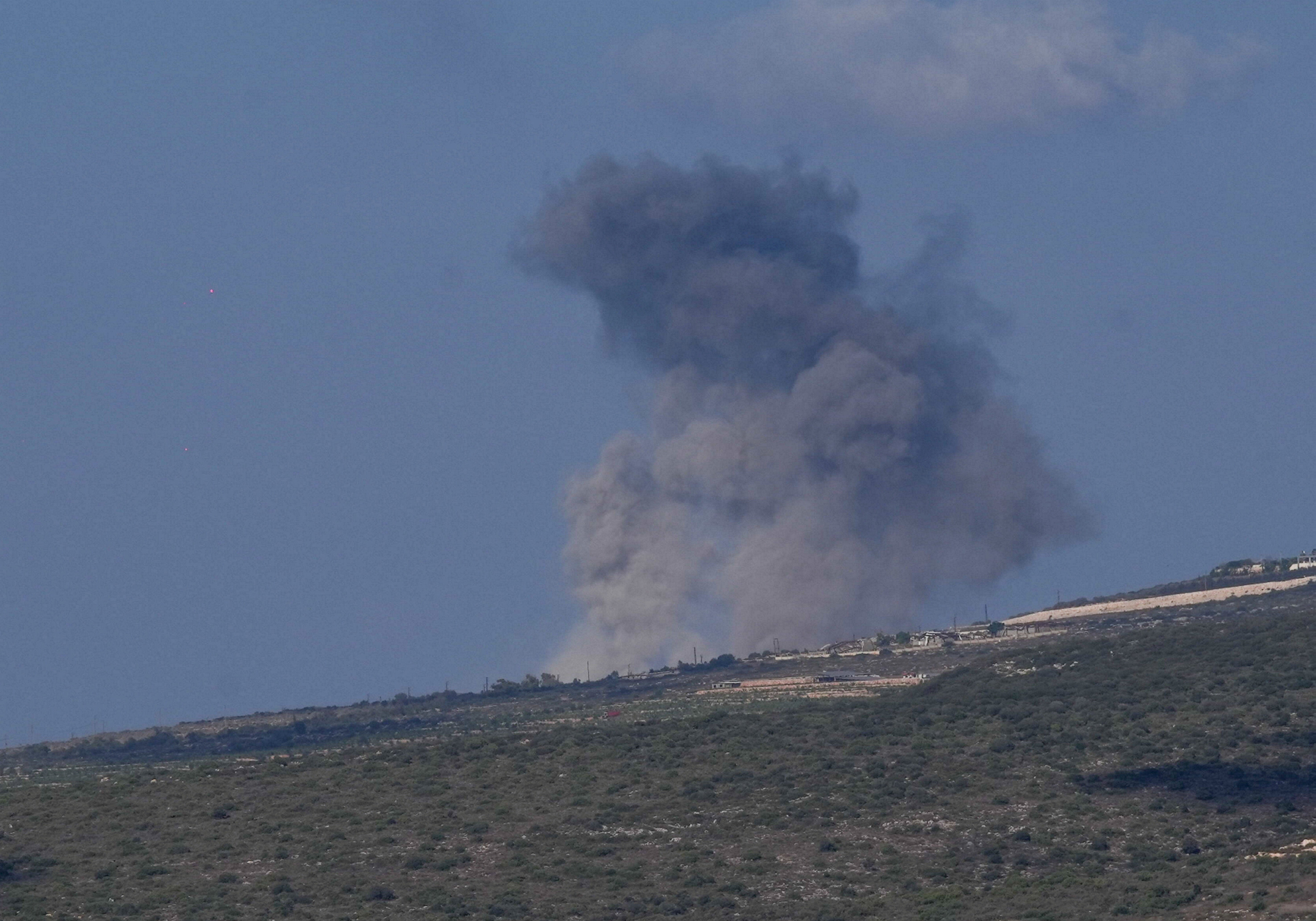 Smoke rises in Mansouri following Israeli strikes as seen from Naqoura, Lebanon, 11 September 2026