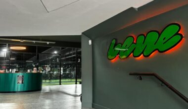 Inside Bradford centre with padel courts and golf simulators