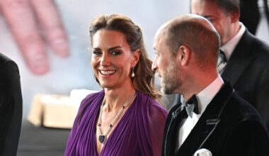 The Princess of Wales dazzles in rarely seen amethyst necklace as she joins Prince William and Tom Cruise at star-studded premiere in London