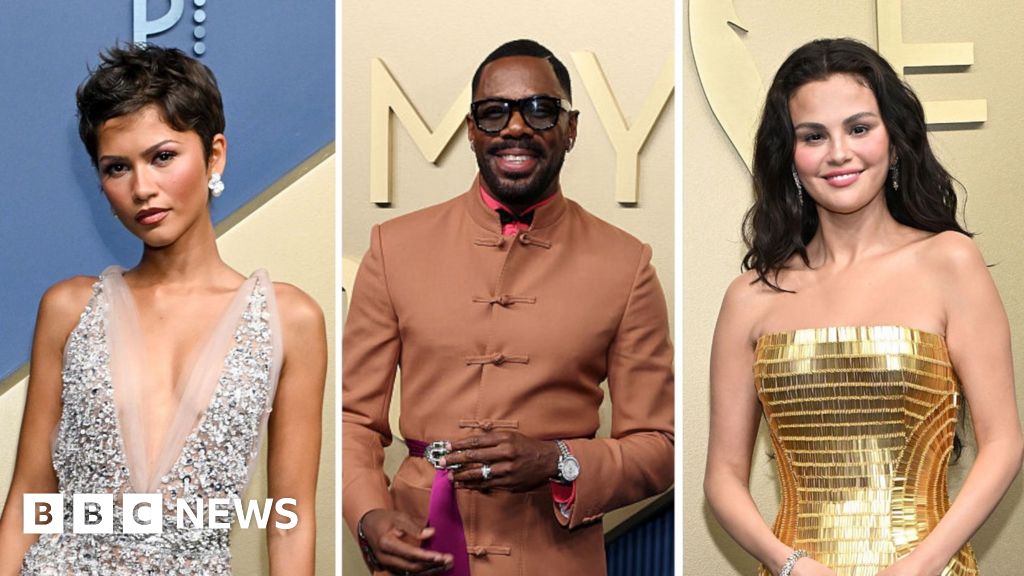 Watch: Selena Gomez, Zendaya and other stars light up Emmys red carpet - BBC