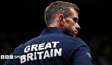 Leon Smith watches a Davis Cup practice session in London