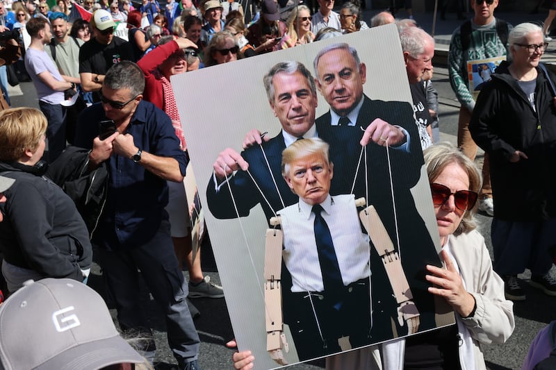 Trump demonstration from the Garden of Remembrance to the Dáil, in Dublin city on Saturday. Photograph: Dara Mac Dónaill / The Irish Times