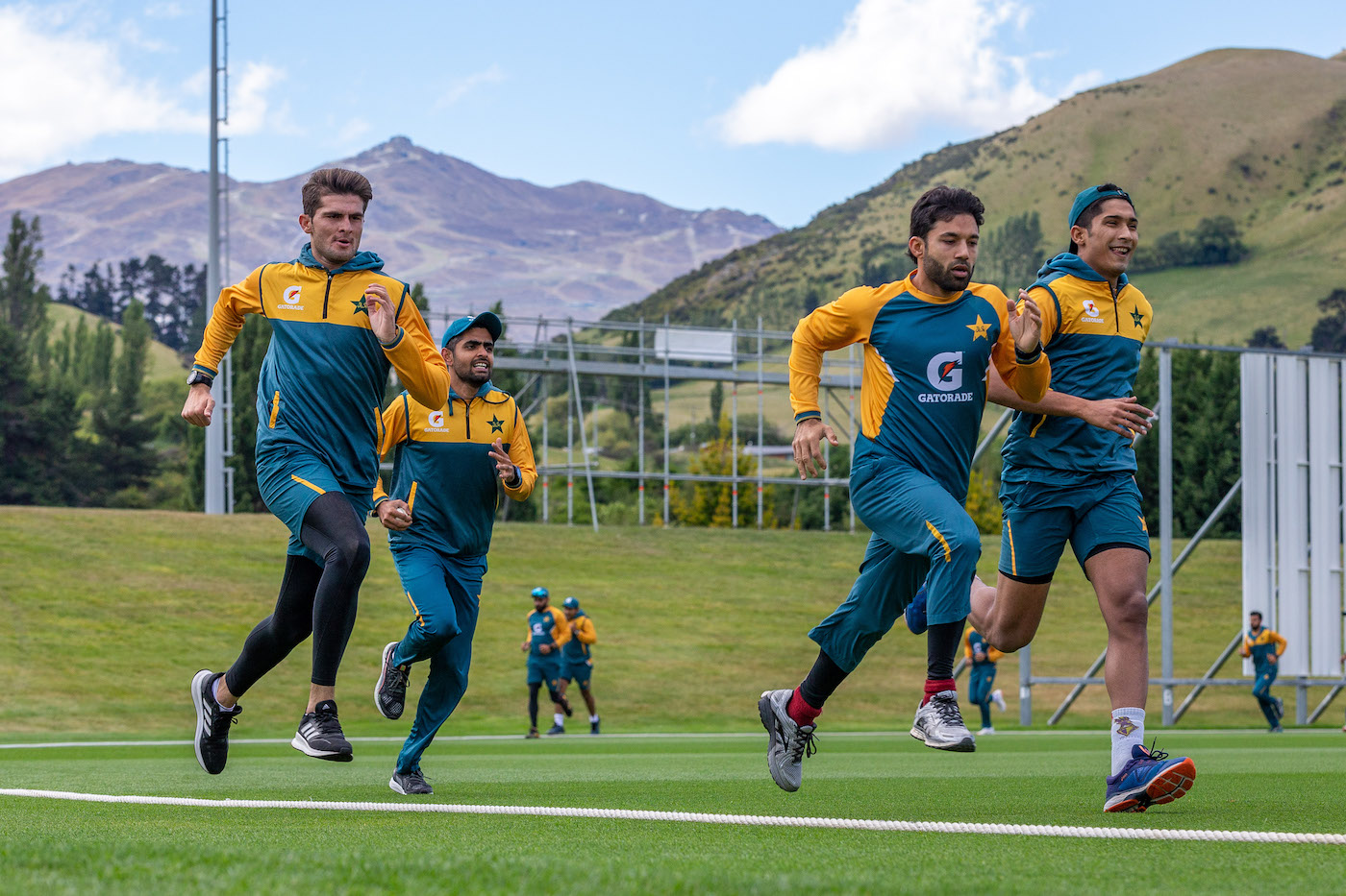 Nature is heeling: Pakistan's players run beyond the boundary Nature is heeling: Pakistan's players run beyond the boundary
