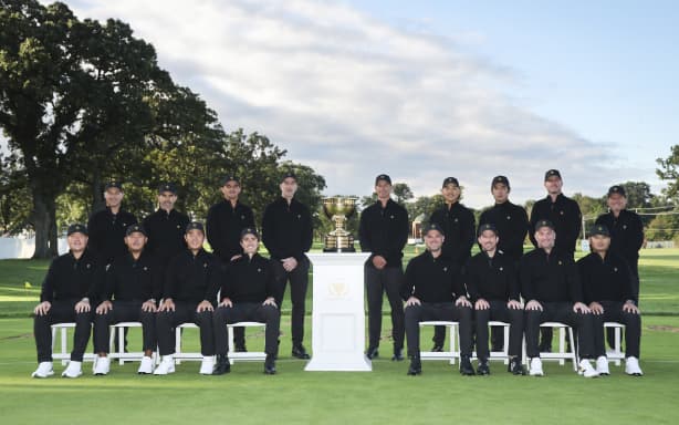 The International Team for the 2026 Presidents Cup. (Featuring New Zealand's Ryan Fox, front row second from right).