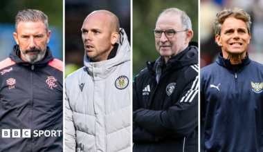 Rangers manager Derek McInnes, St Mirren head coach Craig McLeish, Celtic manager Martin O'Neill and St Johnstone boss Simo Valakari
