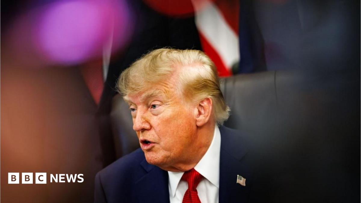 US President Donald Trump answers questions
