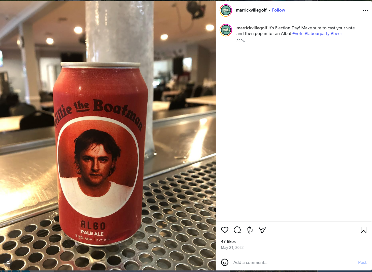 A can of beer with the face of Anthony Albanese on it