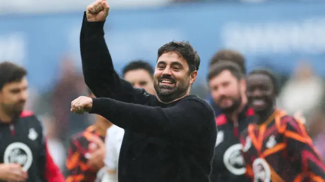 Vitor Matos celebrating Swansea City's win over Burnley