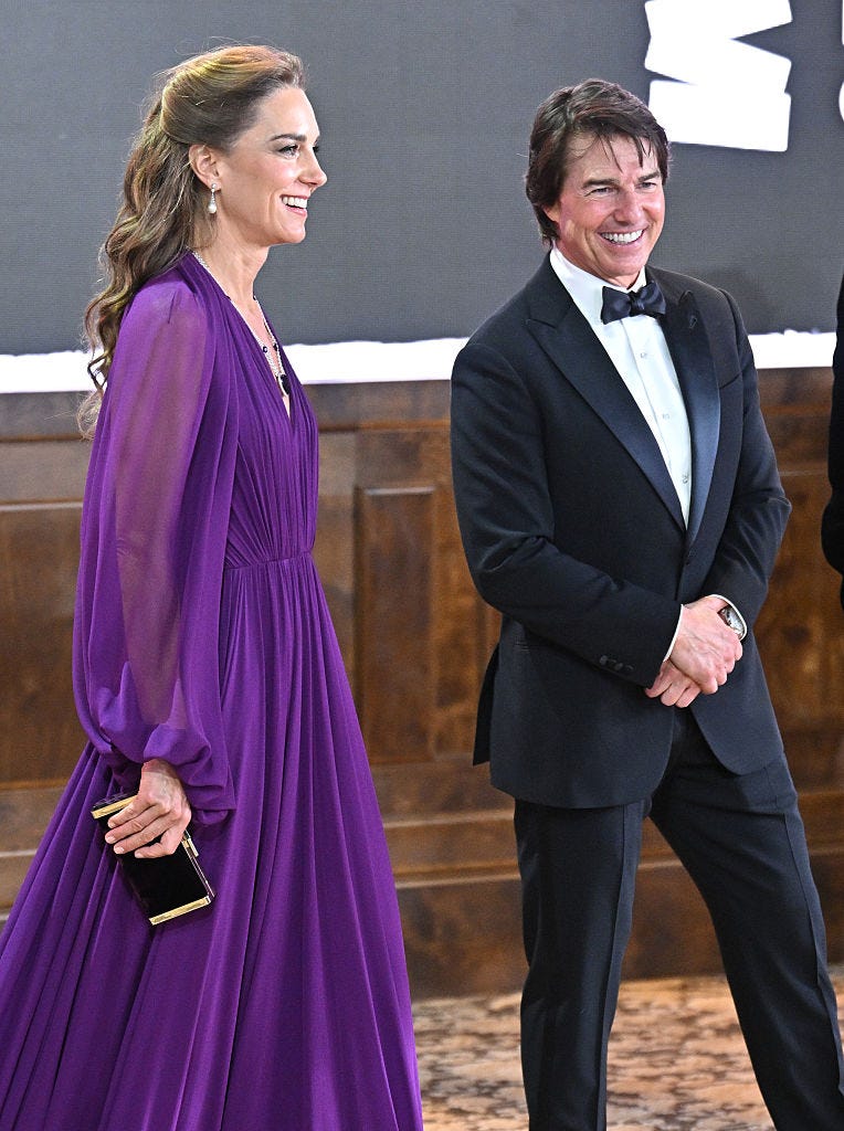 london, england september 22 catherine, princess of wales and tom cruise attend the digger film and tv charity royal film performance and global premiere inside leicester square gardens on september 22, 2026 in london, england photo by samir husseinwireimage