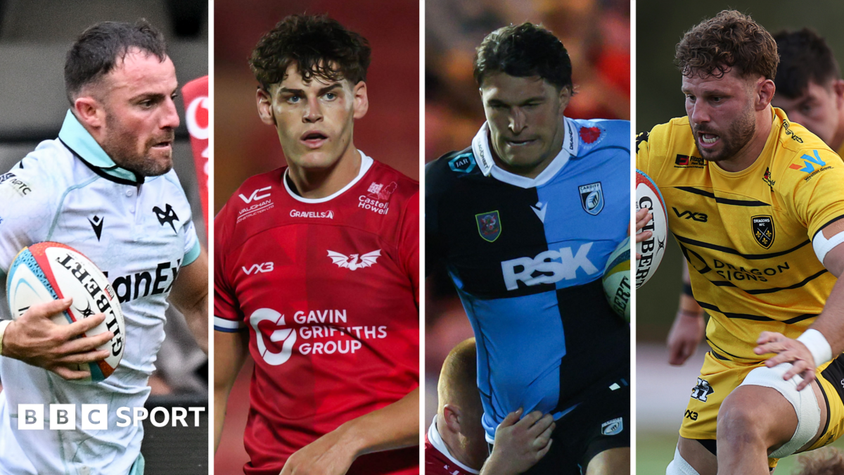 Ospreys' Luke Morgan, Scarlets' Eddie James, Cardiff's Teddy Williams and Dragons' Thomas Young