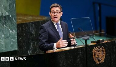 Andy Burnham addresses the UN General Assembly.