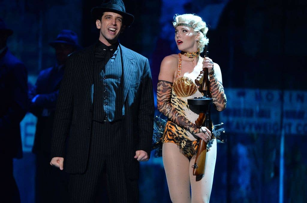 Nick Cordero and Amanda Kloots and the cast Bullets Over Broadway perform onstage during the 68th Annual Tony Awards 