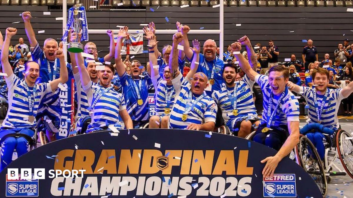 Halifax Panthers celebrate beating Leeds Rhinos to claim the 2026 Super League title and seal back-to-back trebles