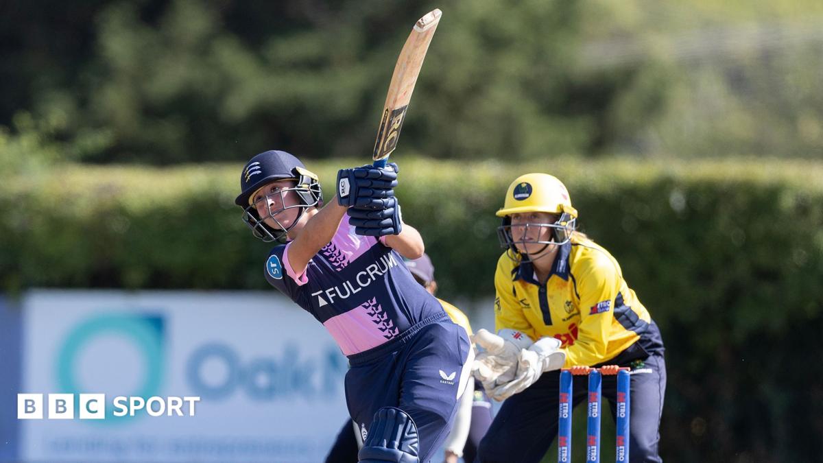 Middlesex opener Artemis Downer plays a big shot against Glamorgan