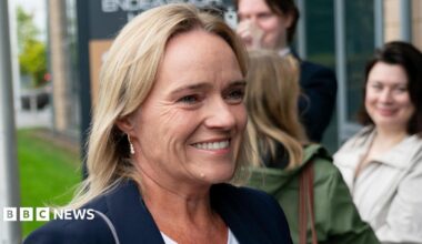 Sandie Peggie arrives for an employment tribunal case in Dundee after taking action against the Royal College of Nursing.