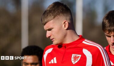 Jordan James during Wales training