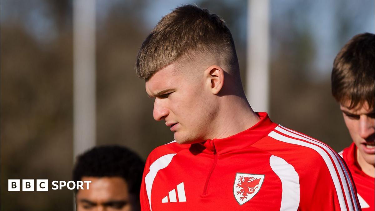Jordan James during Wales training