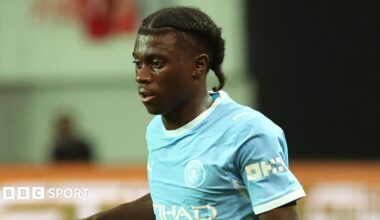Jeremu Monga playing for Manchester City in pre-season