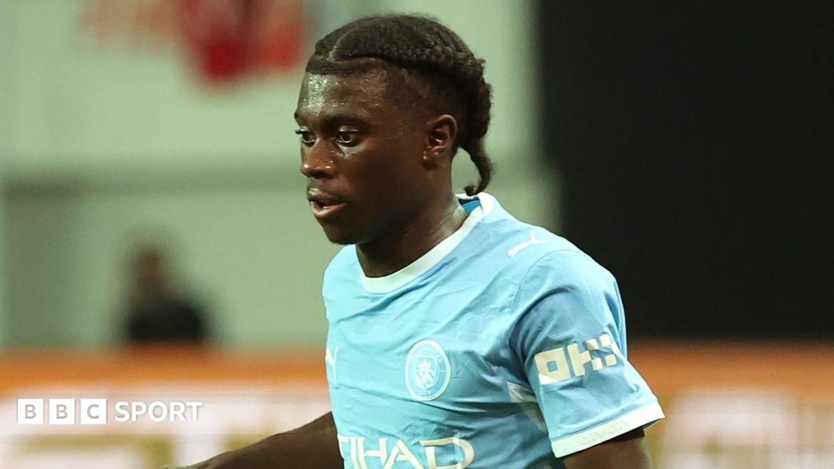 Jeremu Monga playing for Manchester City in pre-season