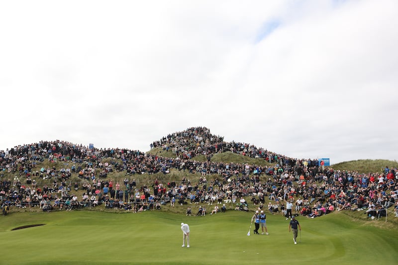 Rory McIlroy putts on the third green on day three of the Amgen Irish Open at Trump International Golf Links in Doonbeg. Photograph: Jasper Wax/Getty Images