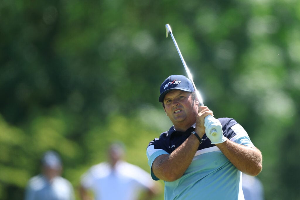 Patrick Reed hits his tee shot on the eighth hole during the second round of the BMW International Open