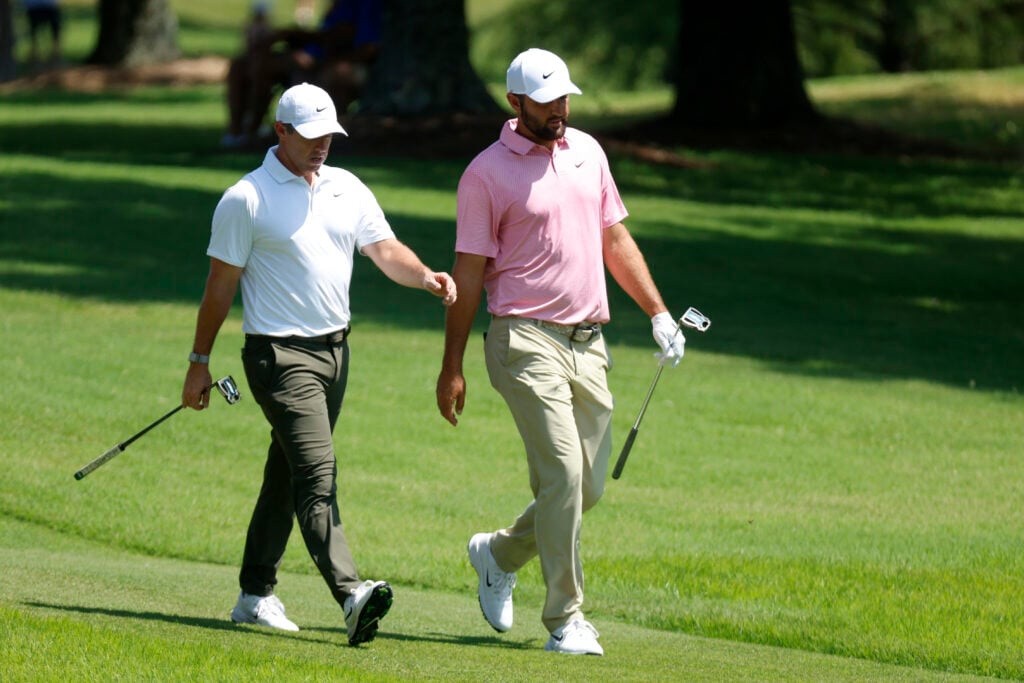 Rory Mcllroy and Scottie Scheffler during the second round of the FedEx St. Jude Championship