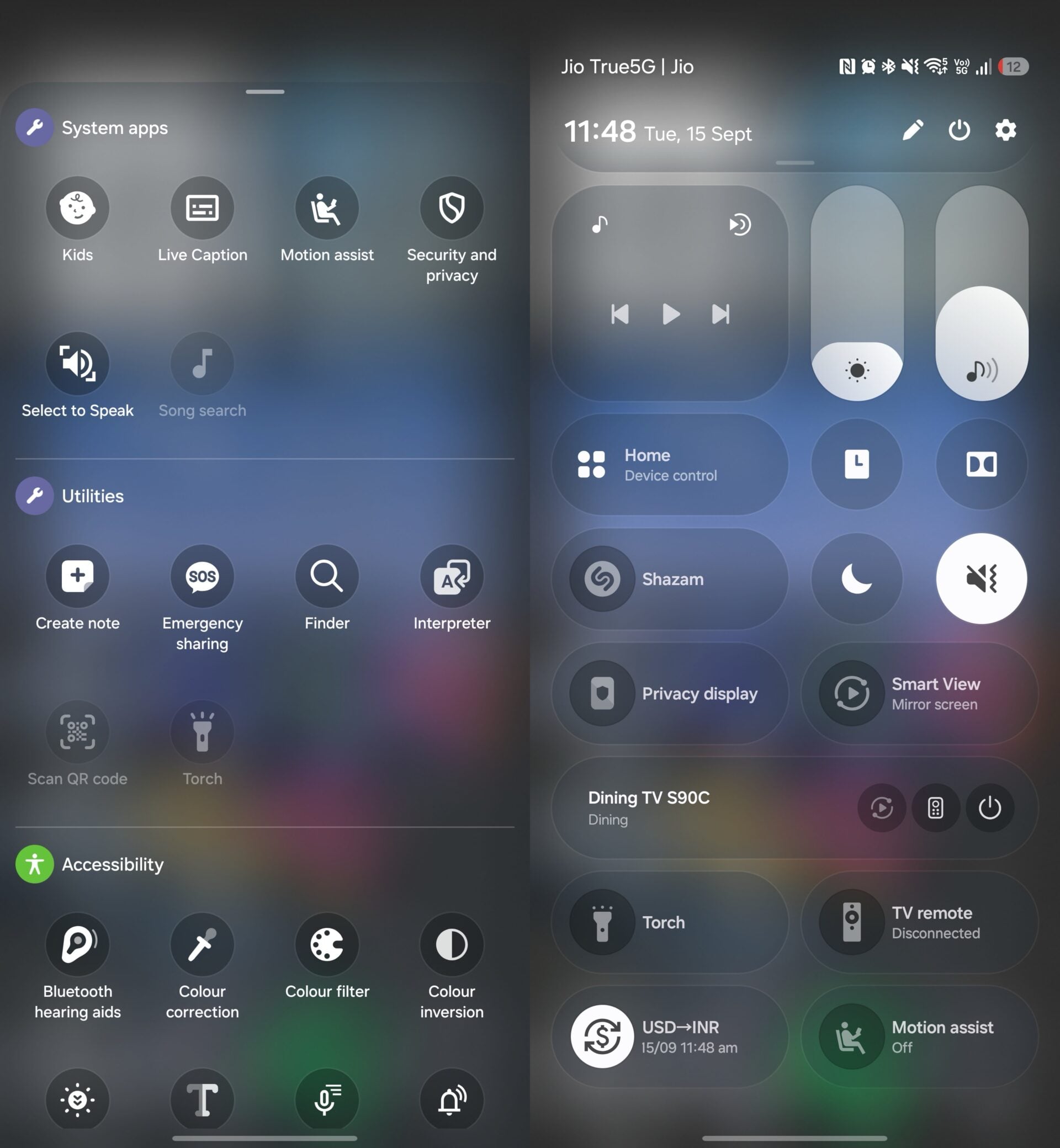 Google Motion Assist Samsung Galaxy S26 Ultra One UI 9.0 Quick Panel Control