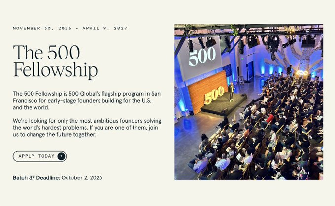 500 Global Batch 37: Join The 500 Fellowship in San Francisco With Up to $50K Upfront