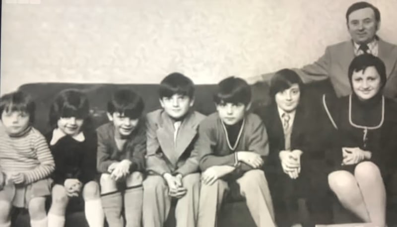 Malachy O'Hare pictured centre as a child, with his brothers Eamonn and Michael on either side. Also pictured are his late parents Hugh and Margaret.
