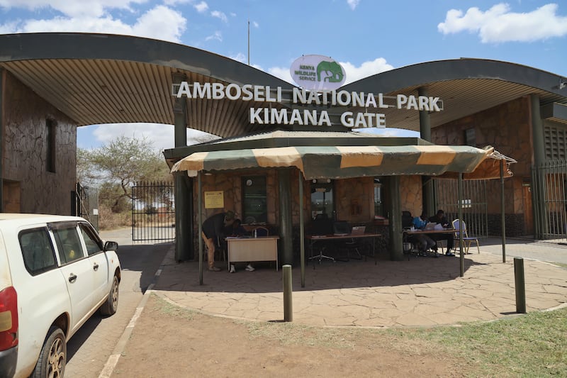 The main entrance to Amboseli National Park, Kenya. Photograph: Hannah McCarthy