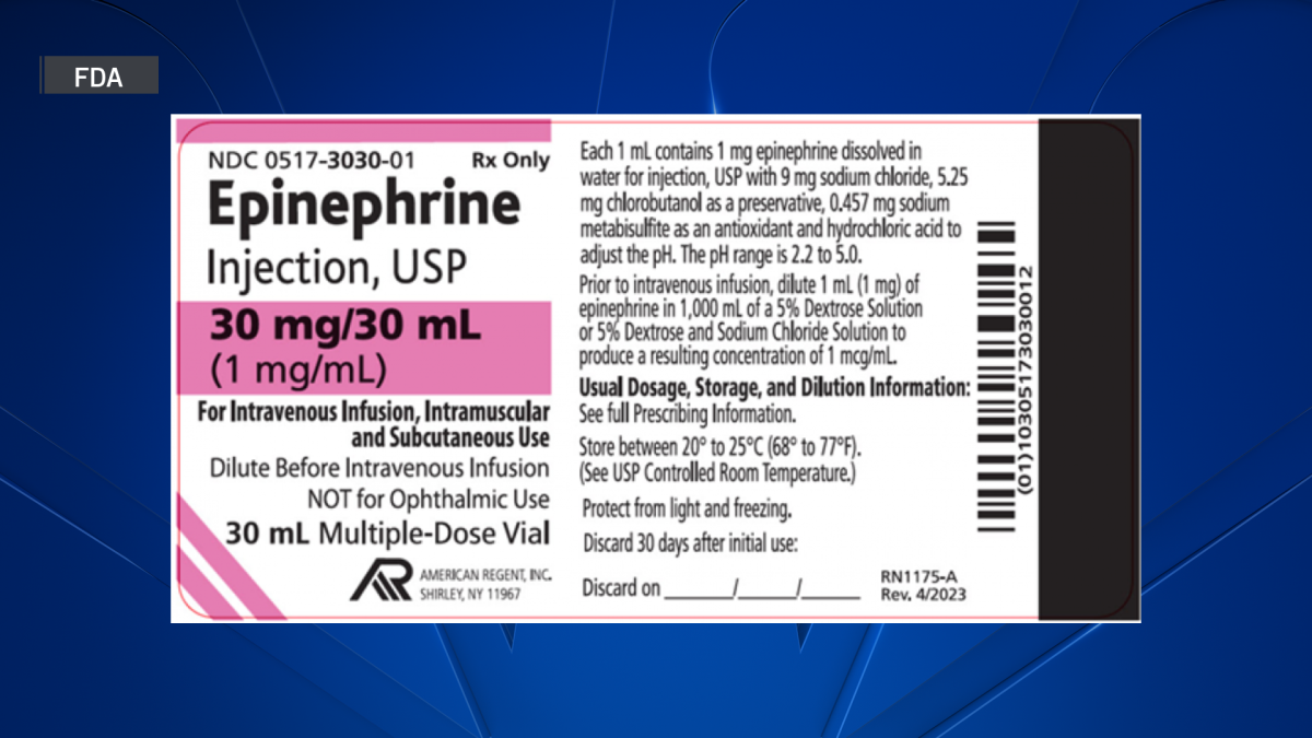 Epinephrine vials recalled over sterility concerns – NBC Chicago